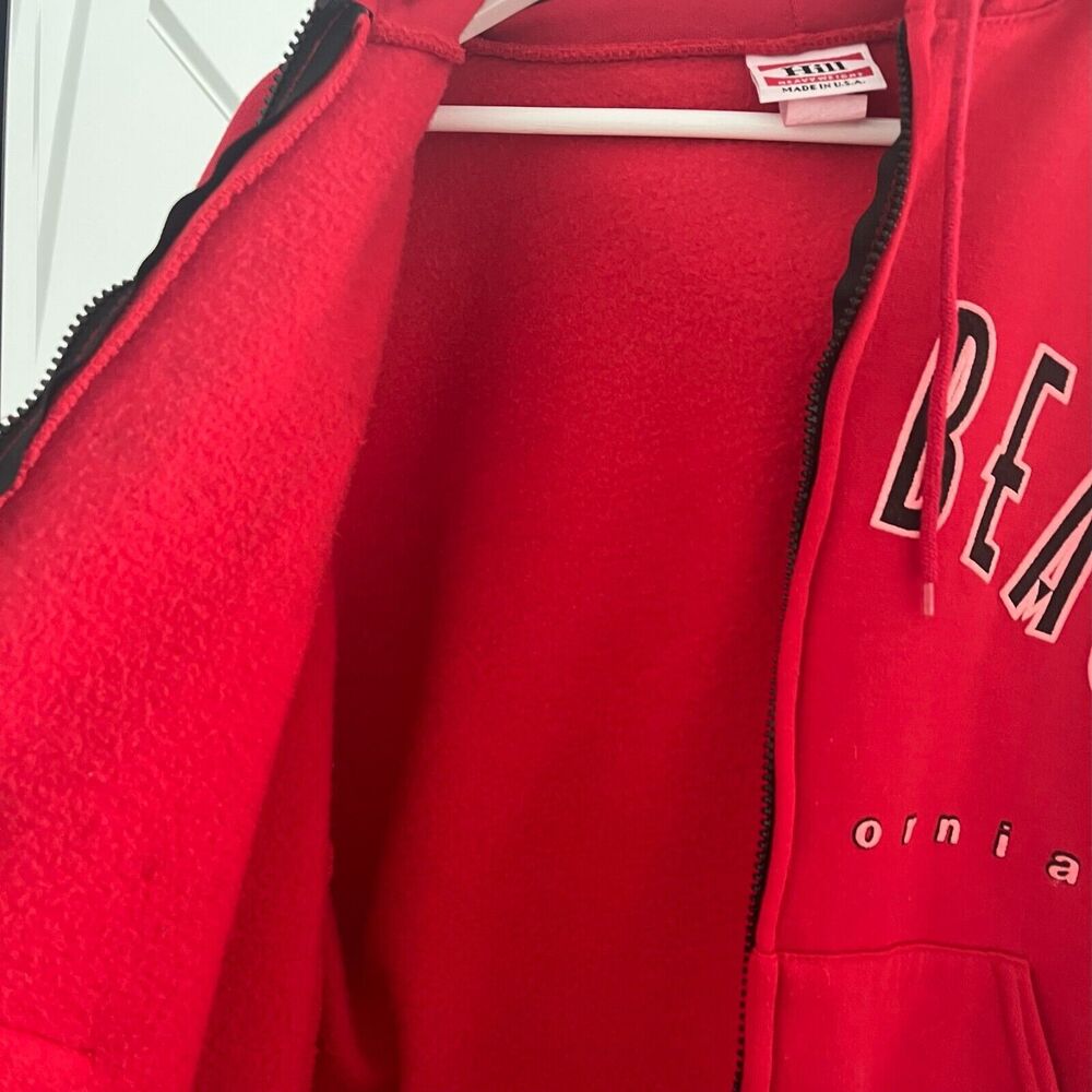 Hill Heavy Weight Made In USA Zip Up Hoodie Venice Beach Red Women Size S - Picture 7 of 9